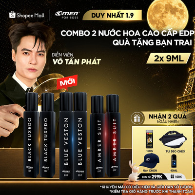 [MỚI] Combo 2 Nước Hoa Nam Cao Cấp XMen for Boss EDP 9ml/chai, Hương Thơm Lịch Lãm, Quà Tặng Bạn Trai