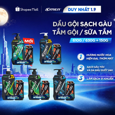 Combo Dầu Gội Sạch Gàu/Tắm Gội/Sữa Tắm Xmen Amazon/Vegas 610g 630g và Tắm gội Coffee 150g