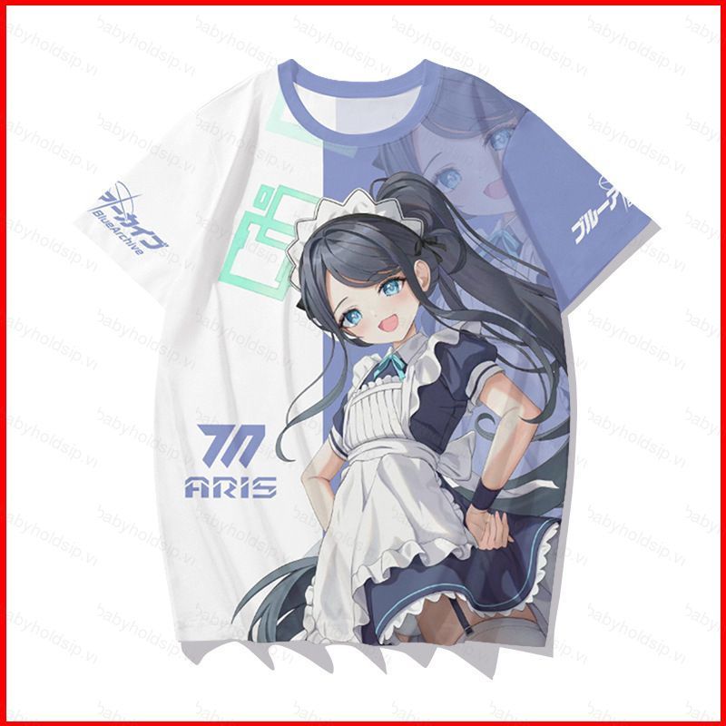 BS1 Xanh Lưu Trữ Tendou Arisu Cosplay Vải 3D Mùa Hè Áo Thun Anime Tay Ngắn Top SB1