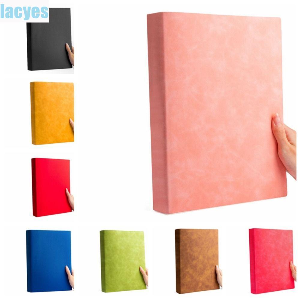 LACYES Sổ tay lớn, Line / Blank PU Cover A4 Notebook dày, A4 Meeting Notepad 200 trang Đường ngang l