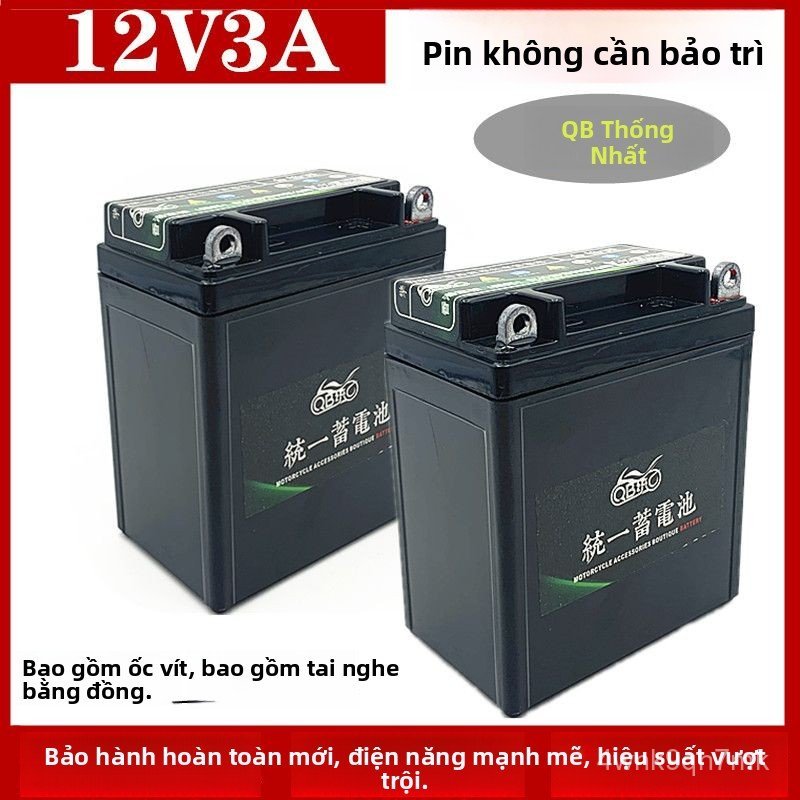 Ắc quy xe máy Honda CG125 12V 3A, mèo bạc, miễn bảo dưỡng, bền, giao nhanh