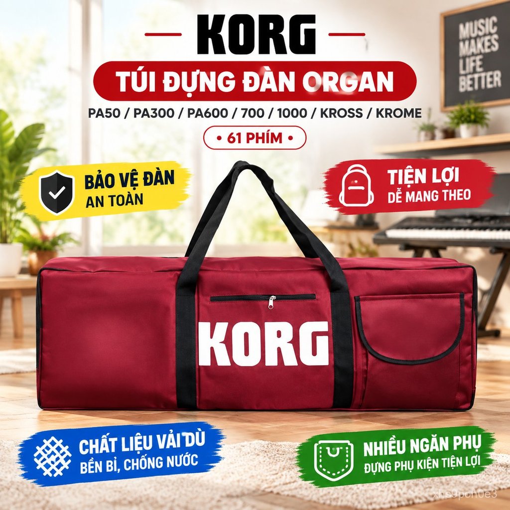 Túi đàn keyboard KORG EK50 PA300 PA600 PA700 PA1000 KROSS KROME61, bảo vệ tốt, bền