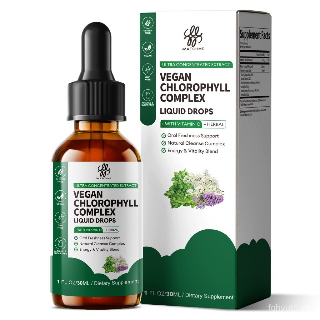 IMATCHME Chlorophyll Complex liquid Drops - Công thức cô đặc 4x cao cấp, làm mới miệng, hỗ trợ tiêu 
