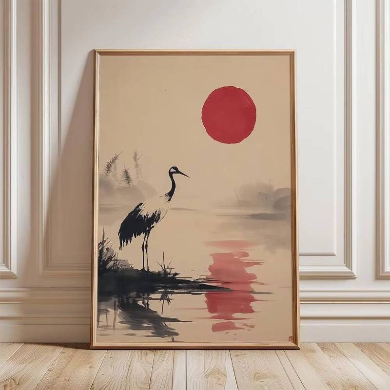 Vintage Classic Asian Style Wild Animal Fox Cat Rabbit Crane Canvas Painting Wall Art Poster Picture