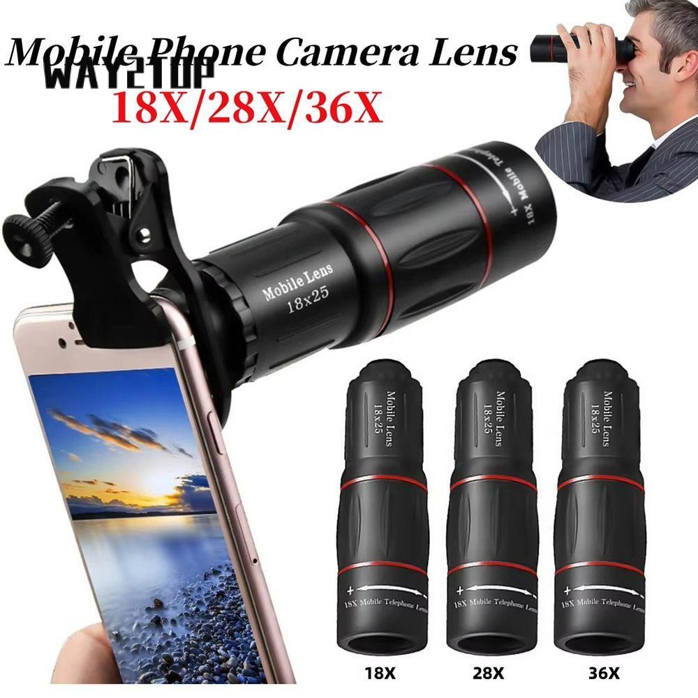 WAY2TOP 1 Bộ Kính Thiên Văn Một Mắt, Ống Kính Máy Ảnh Điện Thoại Di Động Kẹp 18 / 28 / 36X, Ống Kính