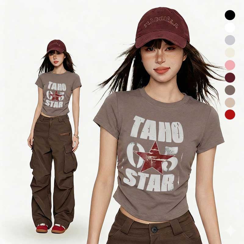 WEARTONE Crop baby tee Slim Fit Wear It And Hide Your Figure. Áo thun nữ vải Cotton siêu mềm "TAHO S