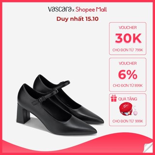[Voucher 30K | 15.10] Vascara Giày Bít Mũi Nhọn Phối Quai Mary Janes - BMN 0677