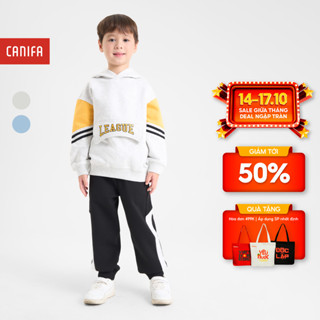 Bộ quần áo bé trai CANIFA áo dài tay có mũ quần dài phối màu 2ST24W005
