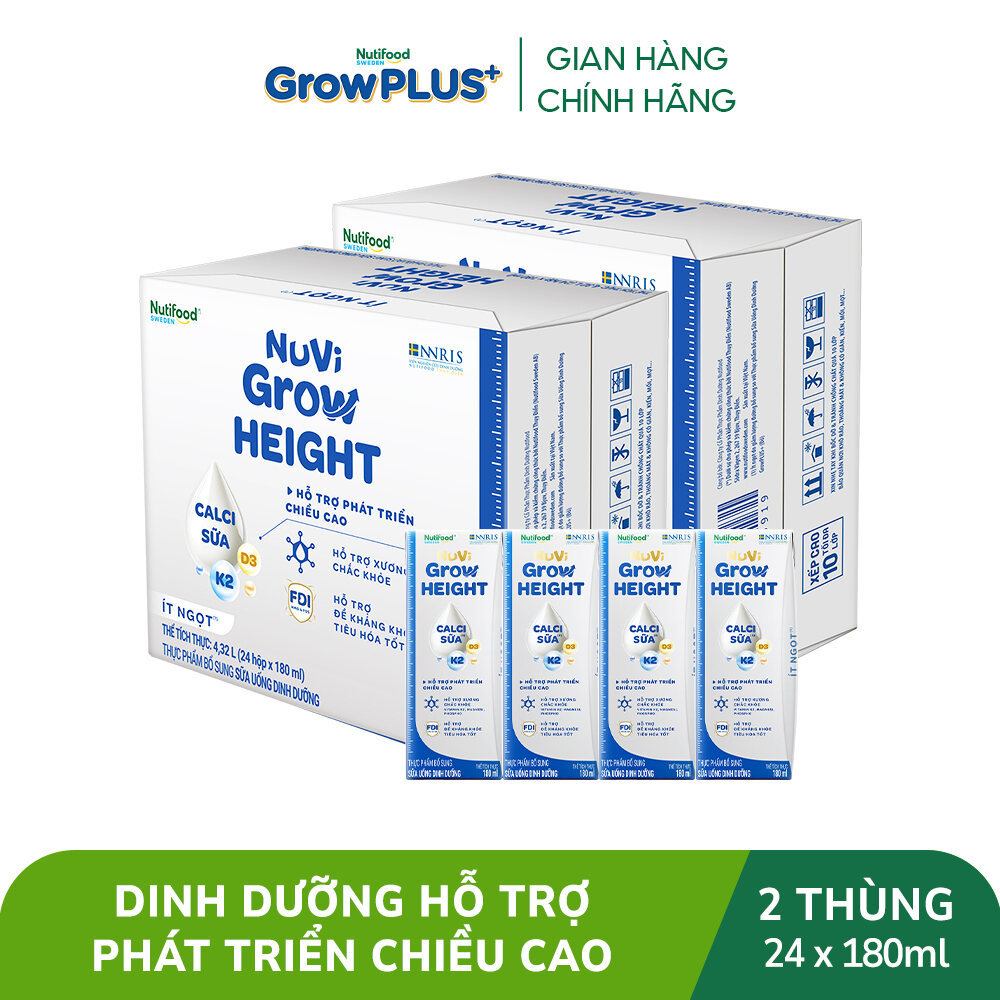  Combo 2 Thùng 24 hộp SBPS Nuvi Grow Height 1+ hỗ trợ phát triển chiều cao hộp 180ml 