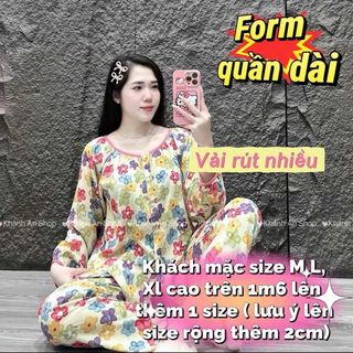  KA98  1m6 đổ lại cao hơn 1m6 sẽ ngắn quần nên lên 2 size  Đồ Bộ Tole Lanh Áo Cổ Tròn Phối Viền Tay Dài Cài Nút Quần Dài 