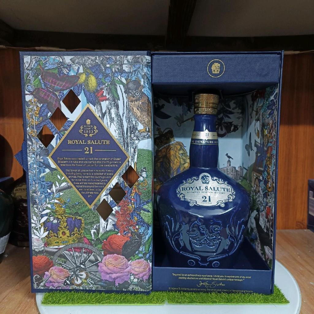 Vỏ chai rượu ngoại Chivas 21 năm xanh dương phiên bản mới 1000mL Full box Scotland (Chai rỗng)