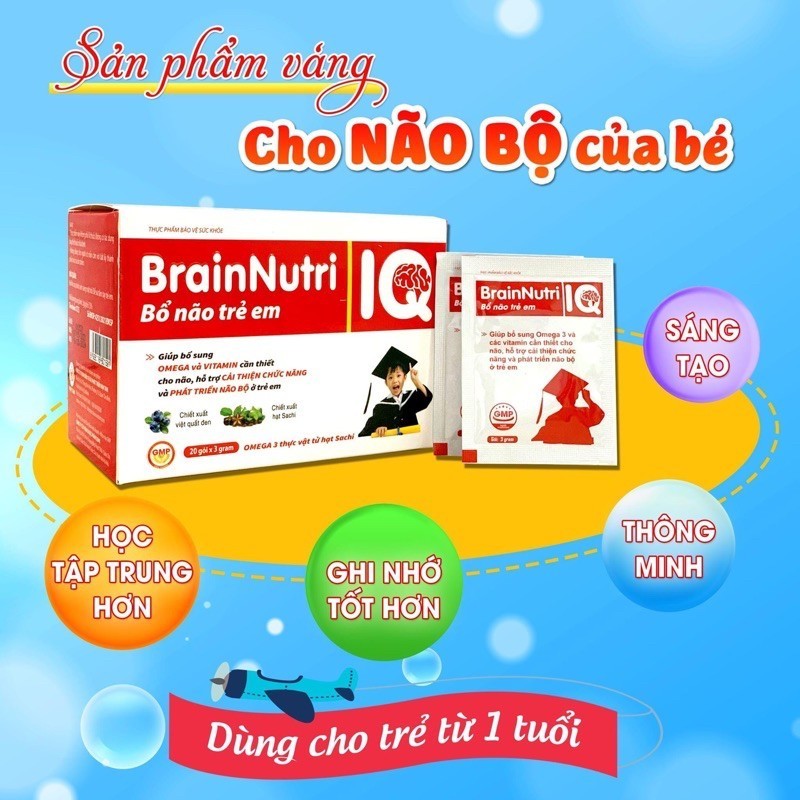 Brain Nutri IQ cốm bổ não trẻ em hộp 20 gói - hỗ trợ chức năng và phát triển não bộ của trẻ