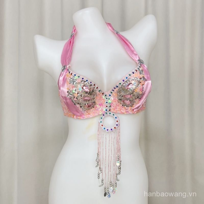 Performance Belly Dance Top Sequin Tassel Deep Bra Stage Bar Women's Performance Outfit