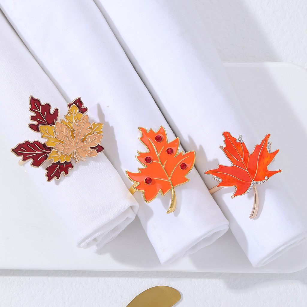 Hàng sẵn có Kim Cương Giả Lá Phong Khăn Ăn Vòng Khăn Ăn Khóa Khách Sạn Bàn Mẫu Trang Trí Phòng Lá Kh