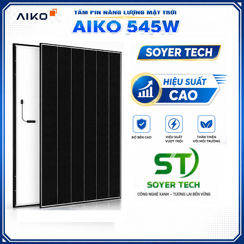 Tấm Pin Năng Lượng Mặt Trời AIKO 545W Chính Hãng-N-Type ABC | Dual Glass -AIKO-A545-MCE60Mw- Khung Đ