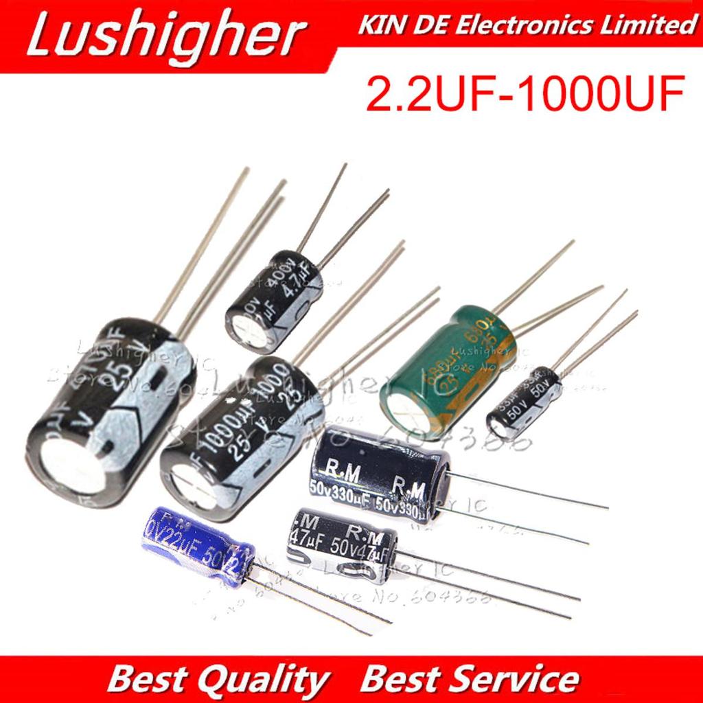 20 CHIẾC 25V1000UF 10 * 17mm 2.2UF-1000UF 25V 680UF 400V 4.7UF 2.2uf 50V 330UF 47UF 470UF Nhôm Điện 