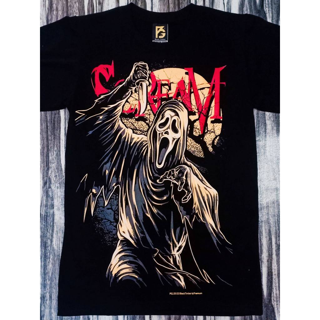 Pg08 Áo thun gỗ đen cao cấp Jersey Scream I Know What You Did Last Summer Scarry Phim kinh dị Áo thu