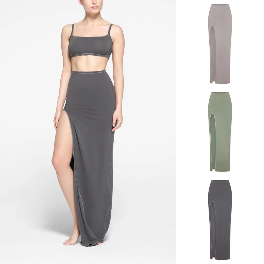 WUJR Now available: new high-slit long skirt, summer mid-length slim-fit high-waisted figure-flatter