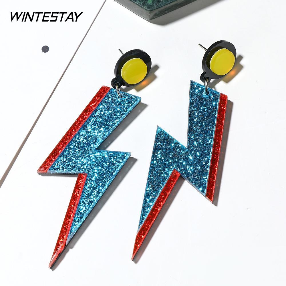 WINTESTAY Punk Bông Tai Phụ Kiện, Mặt Dây Chuyền Lightning Lightning Mặt Dây Chuyền Bông Tai, Bông T