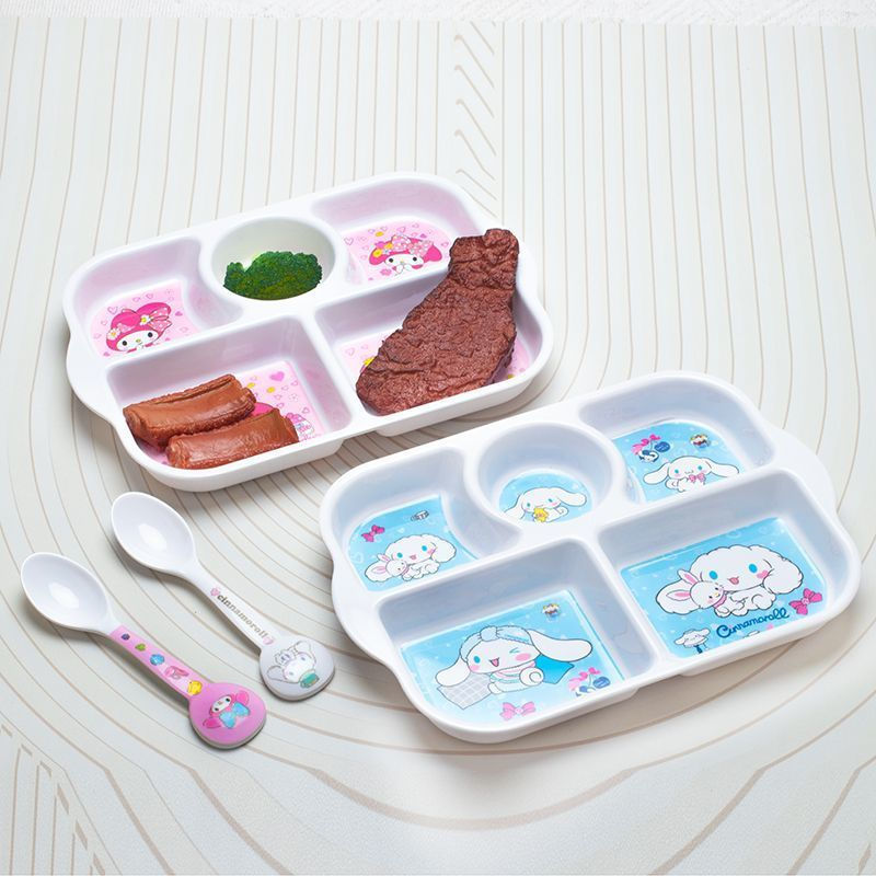 In-stock cute cartoon plastic divided plate tableware breakfast plate meal divider children's plate 