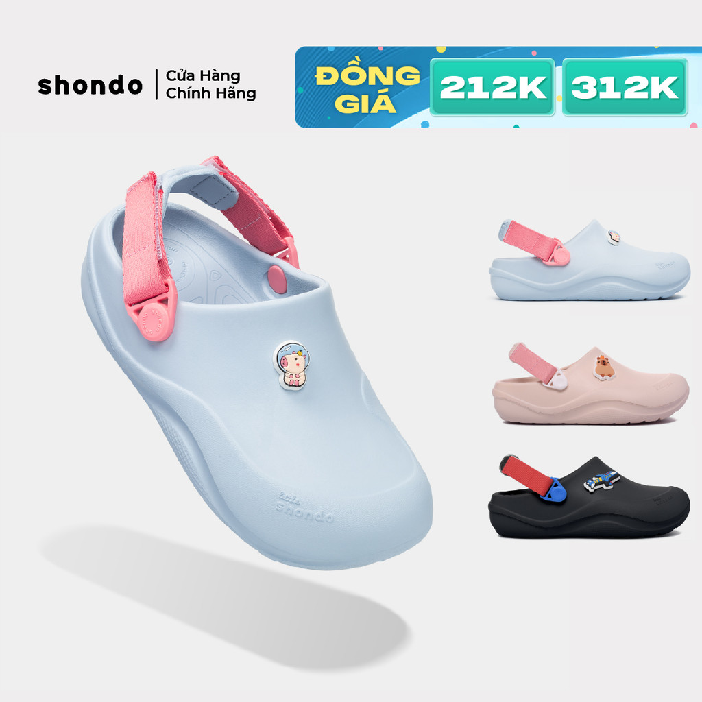 Dép Sục Bé Gái Shondo Clog Little Suke Gắn Charm Hình Thú Dễ Thương Nhiều Màu