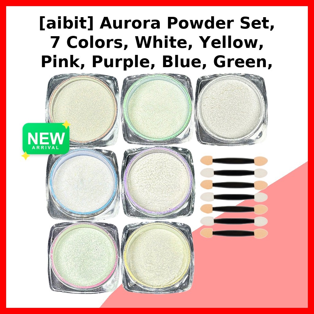[aibit] Bộ bột Aurora, 7 màu, Trắng, Vàng, Hồng, Tím, Xanh, Xanh, Cam, 1 cái của NUBORIUM