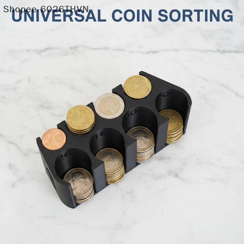 [RG] Hộp đựng tiền xu Euro 2 Euro 1 Euro 50 Cent Hộp đựng thay đổi di động để quản lý tiền mặt ví xe