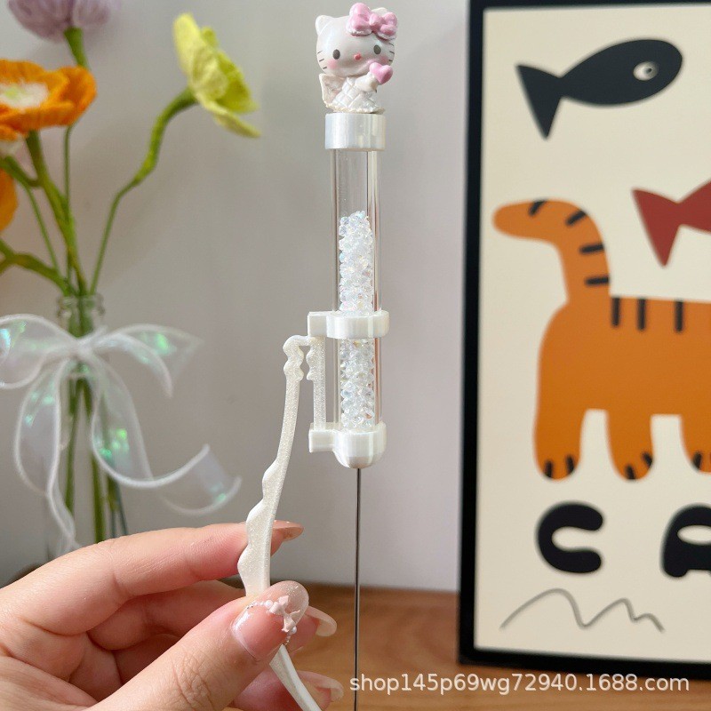 Hello KT Doll Single Needle 1.2mm Bean Putting Tool Full Set Chất liệu DIY kitty Cat Bean Putting Pe
