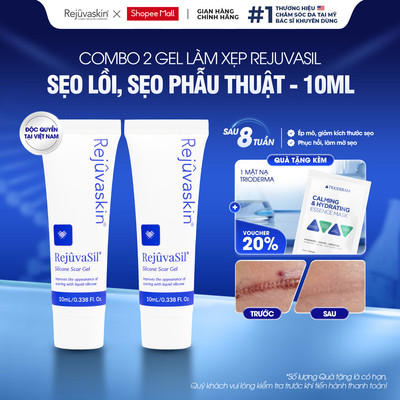 Combo 2 Tuýp Gel Sẹo Lồi Rejuvaskin Rejuvasil 10ml - Ngăn Sẹo Phì Đại & Sẹo Phẫu Thuật