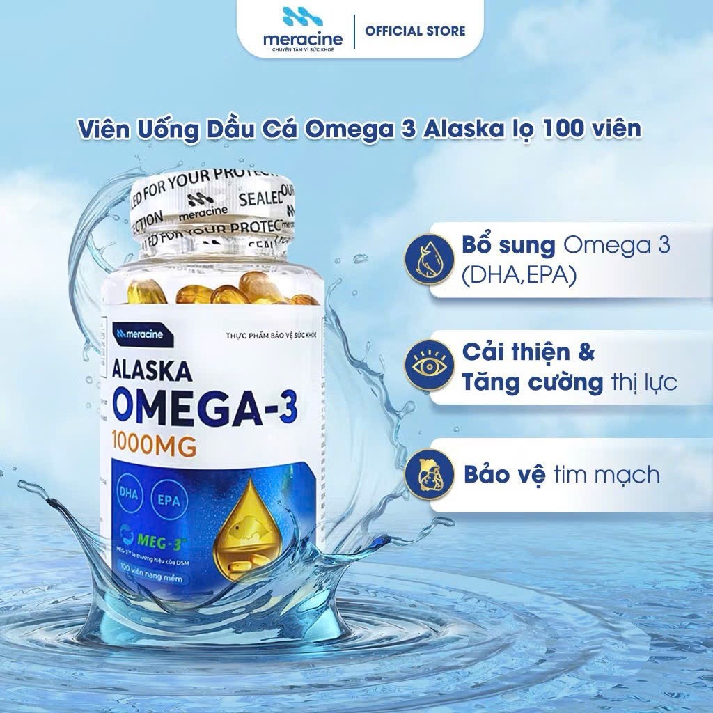 Dầu cá Alaska Omega-3 1000mg Meracine