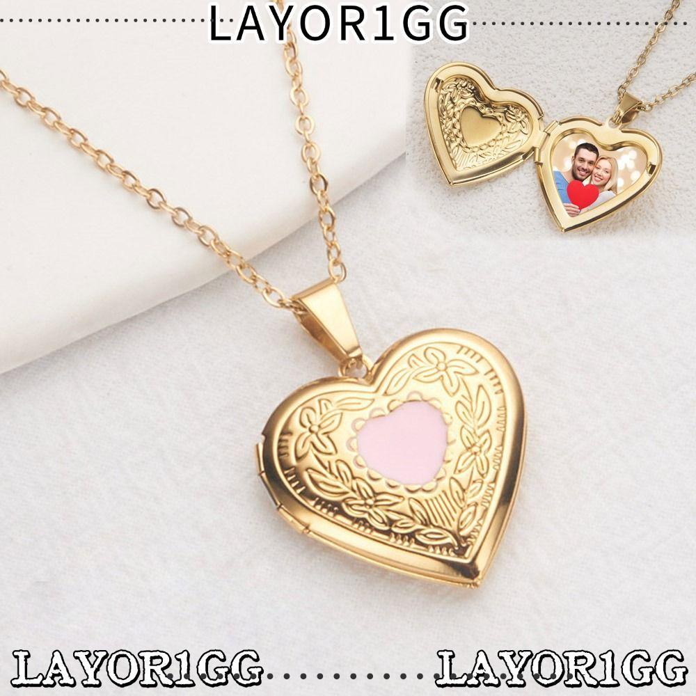 Vòng cổ khóa hình ảnh LAYOR1GG, Vòng cổ DIY Vòng cổ hình trái tim có thể mở được, cổ tình bạn ngày l