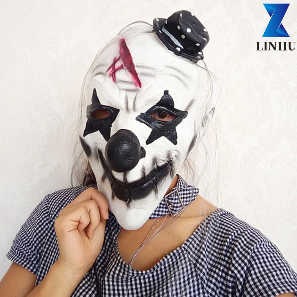 LINHU Halloween Full Face Mask, Cao Su Dress Up Halloween Clown Facemask, Mũ Trưởng Thành Halloween 