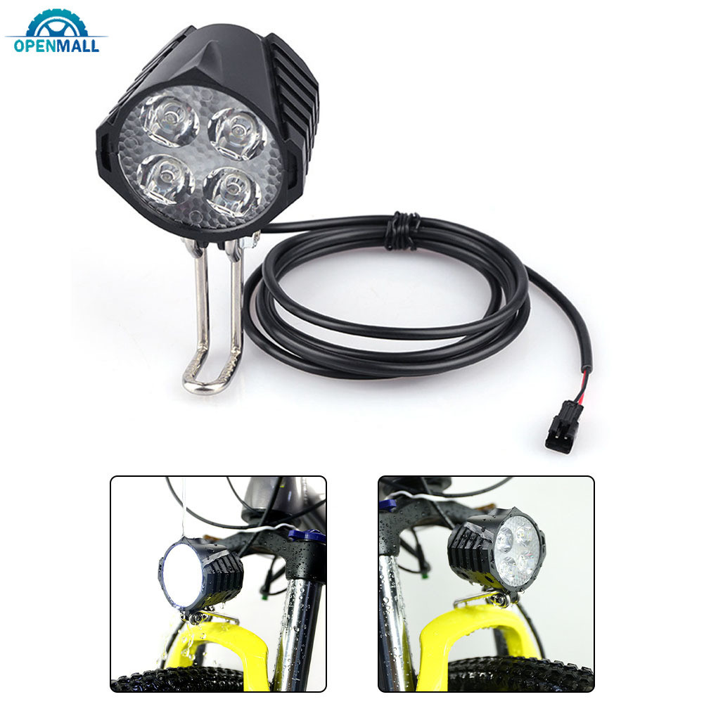 36V 48V Đèn Pha Xe Đạp Điện Phụ Kiện Xe Đạp 36V 48V Đèn Trước SM 2 Pin Kết Nối Dây Âm Màu Đen