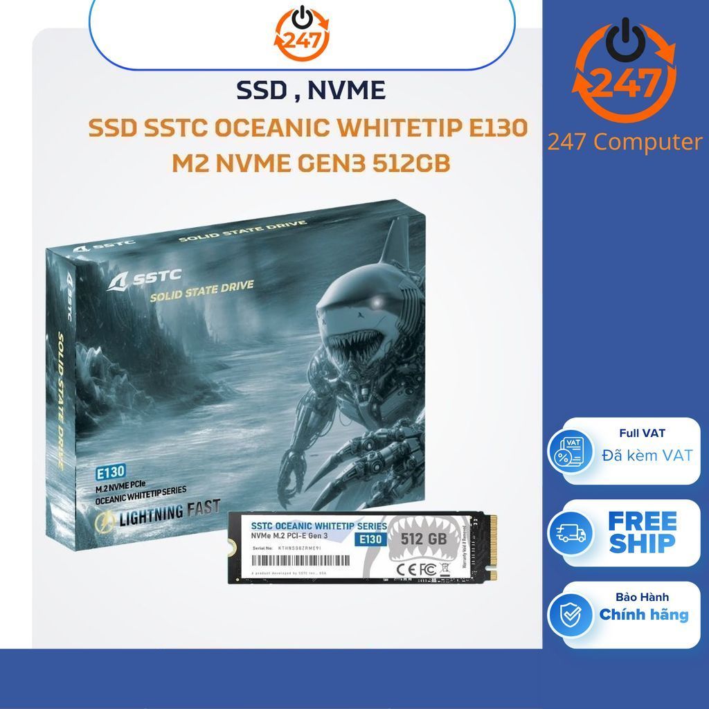 Ổ CỨNG SSD SSTC OCEANIC WHITETIP E130 M2 Nvme GEN3 512GB CHÍNH HÃNG BẢO HÀNH 3 NĂM