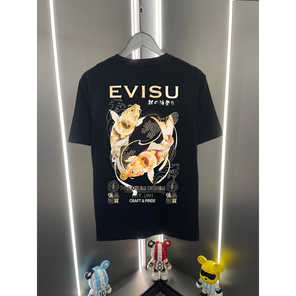 Áo thun Evisu / Áo thun Evisu in hình ngắn tay nam nữ Áo thun dáng rộng Áo thun ngắn tay thoáng khí 