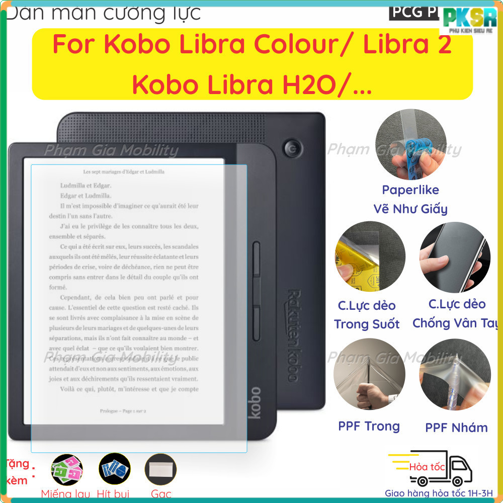 Dán Màn Hình dành cho máy đọc sách Kobo Libra Colour/ Libra 2/ Libra H2O/,... loại Paperlike, Nano, 