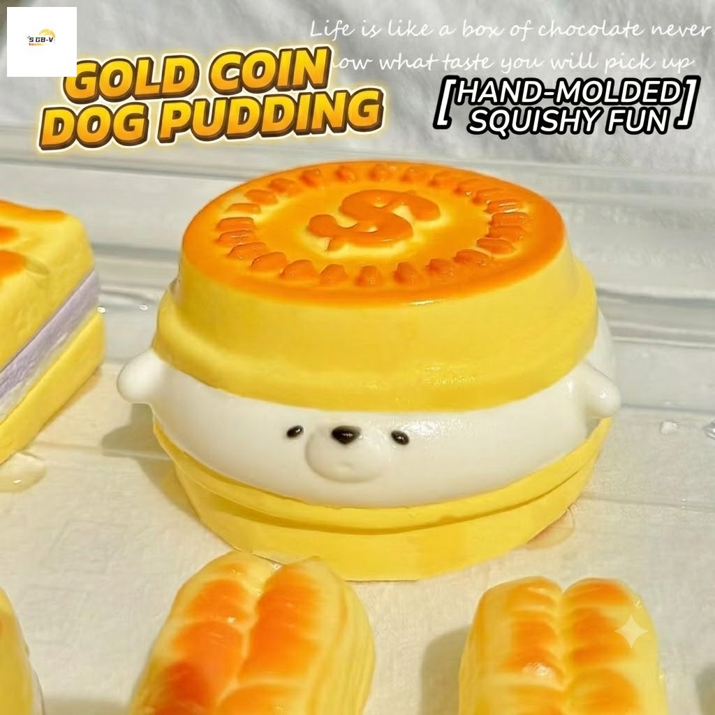 Đồ chơi bóp hình bánh Pudding "Coin Dog" dễ thương – Đồ chơi giảm căng thẳng mềm mại, tăng chậm