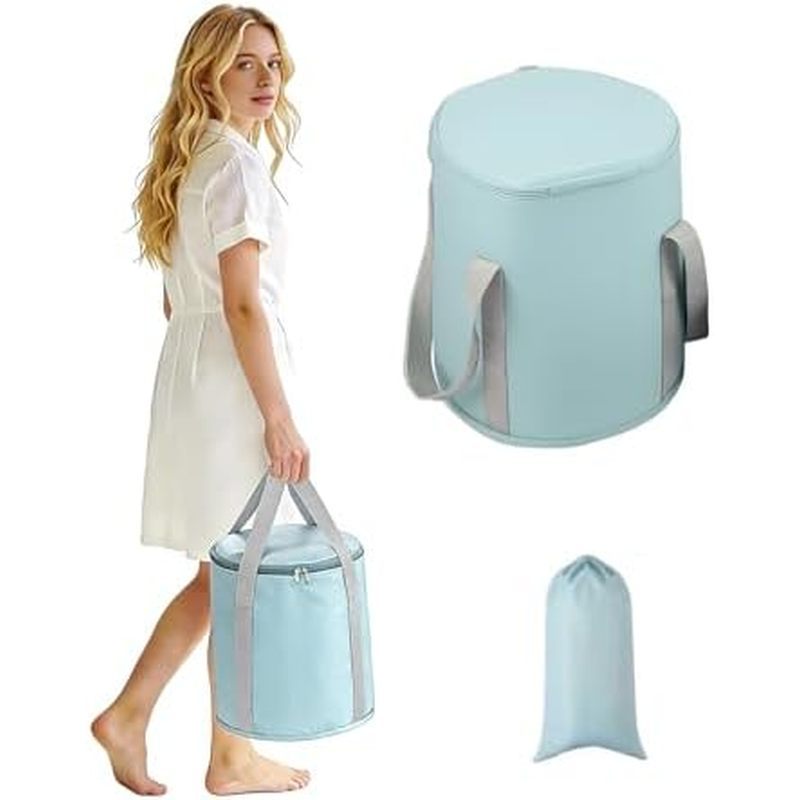 7.5 Gallon Insulated Tub Portable Bucket for Foot Soak Outdoor Storage | Heat Retain foldable basin 