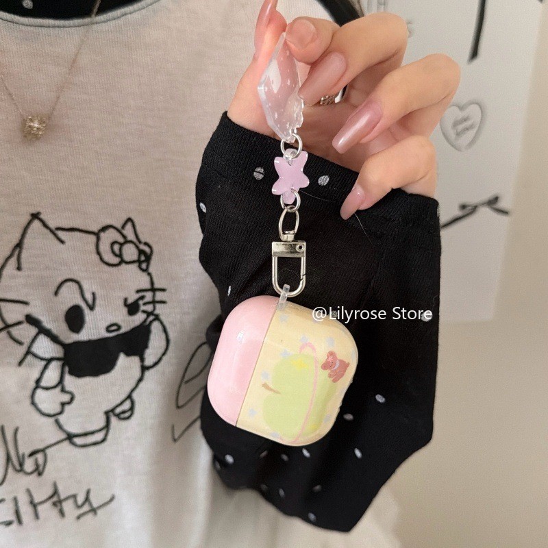 Pink Top Star Bear Green Apple Soft Earphone Case cho AirPods 4th Gen Pro 3 Pro 2 Dễ Thương Chống Rơ