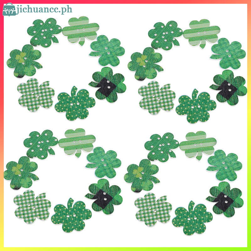 Bộ 50 Dự Án Thủ Công Shamrock Quần Áo Thủ Công Điểm nhấn Nút Gỗ Bốn Lá
