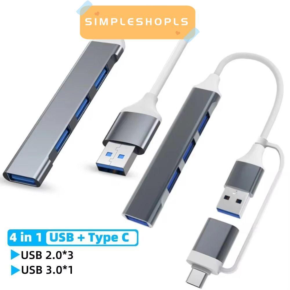 SIMPLESHOPLS USB-C HUB, Bộ chia PC PC Type-C bằng hợp kim nhôm, Bộ chuyển đổi OTG 4 TRONG 1 tốc độ c