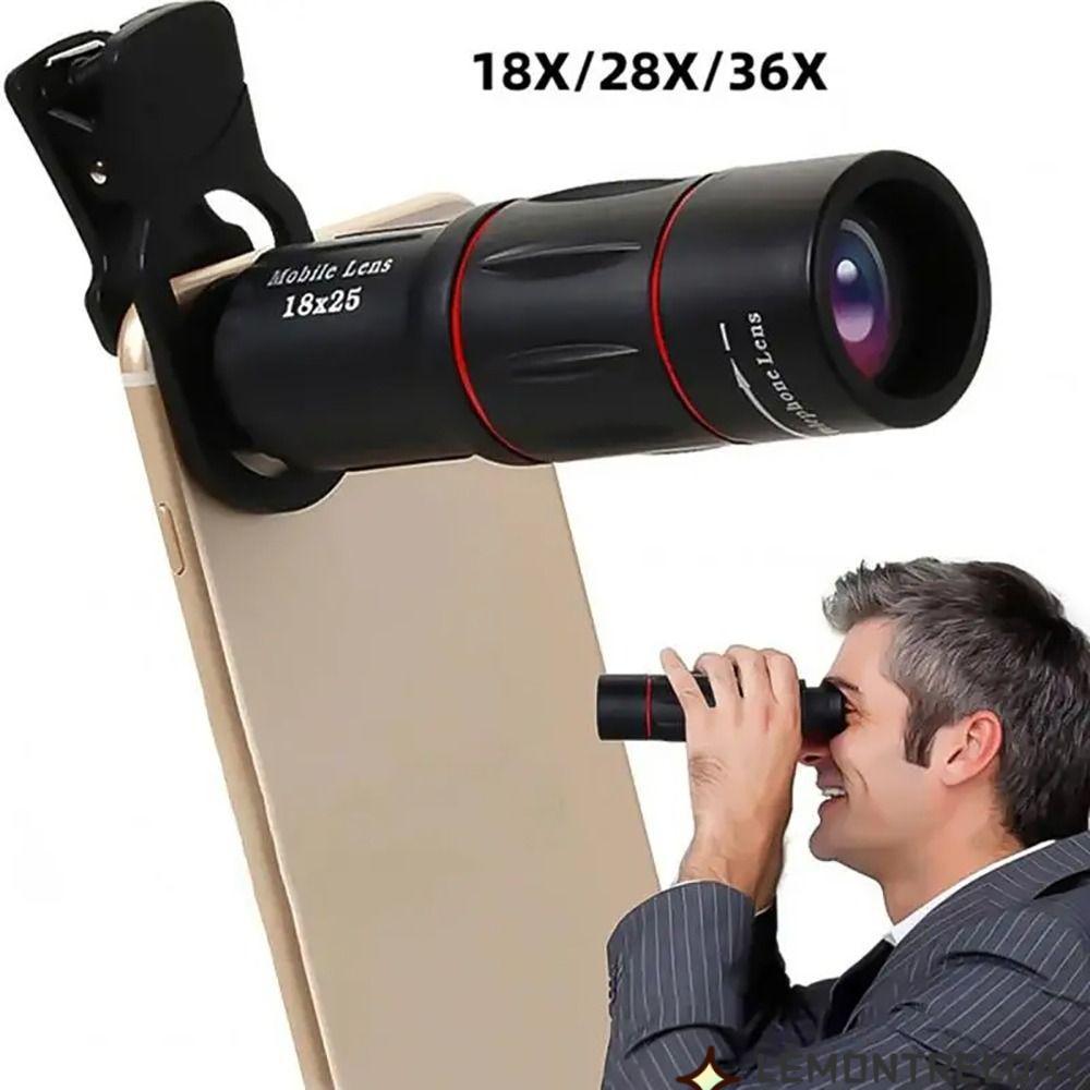 LEMONTRELQAT 1 Bộ Kính Thiên Văn Một Mắt, Ống Kính Máy Ảnh Điện Thoại Di Động Kẹp 18 / 28 / 36X, Ống