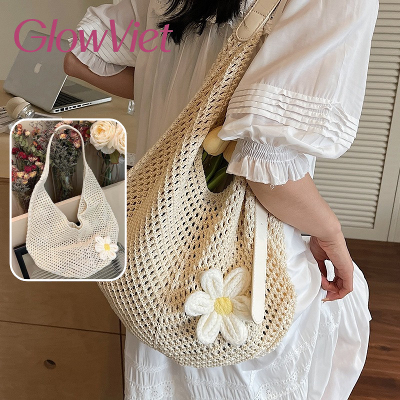 COD Túi Cói Tote Lưới Hàn Quốc, Thiết Kế Kẹp Nách Thời Trang công Suất Lớn…