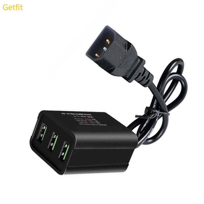 Bộ chuyển đổi sạc USB 3 cổng GETF Power cho xe tay ga Ebike 36V 84V Hệ thống màu đen