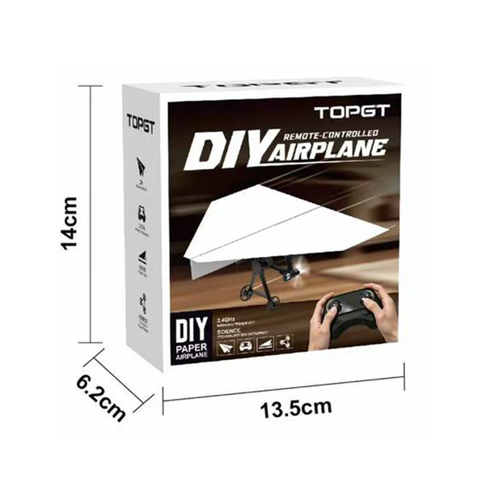 TOPGT Next-Gen RC Paper Airplane Kit Self Build Remote Control Plane Toy Indoor Outdoor Interactive 