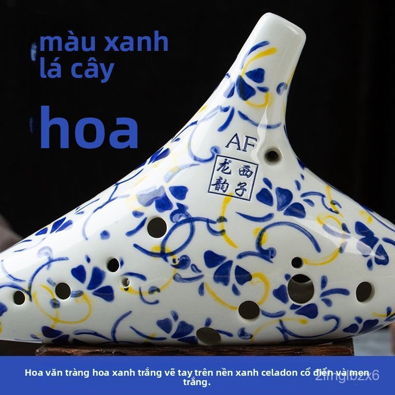 Sáo sứ Ocarina Xizi Longyun dòng thanh hoa 12 lỗ đa tone chuyên nghiệp biểu diễn cao cấp âm chuẩn