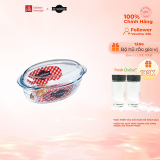 Tô gốm thủy tinh chịu nhiệt oval kèm nắp Ocuisine sản xuất tại Pháp - 33 x 20 x 13 cm