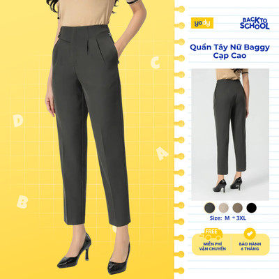 Quần âu nữ YODY quần công sở dáng baggy cạp cao công sở sang trọng thoải mái TRA - QAN6214