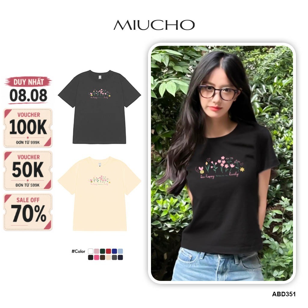 Áo baby tee ABD351 Miucho cổ tròn in graphic
