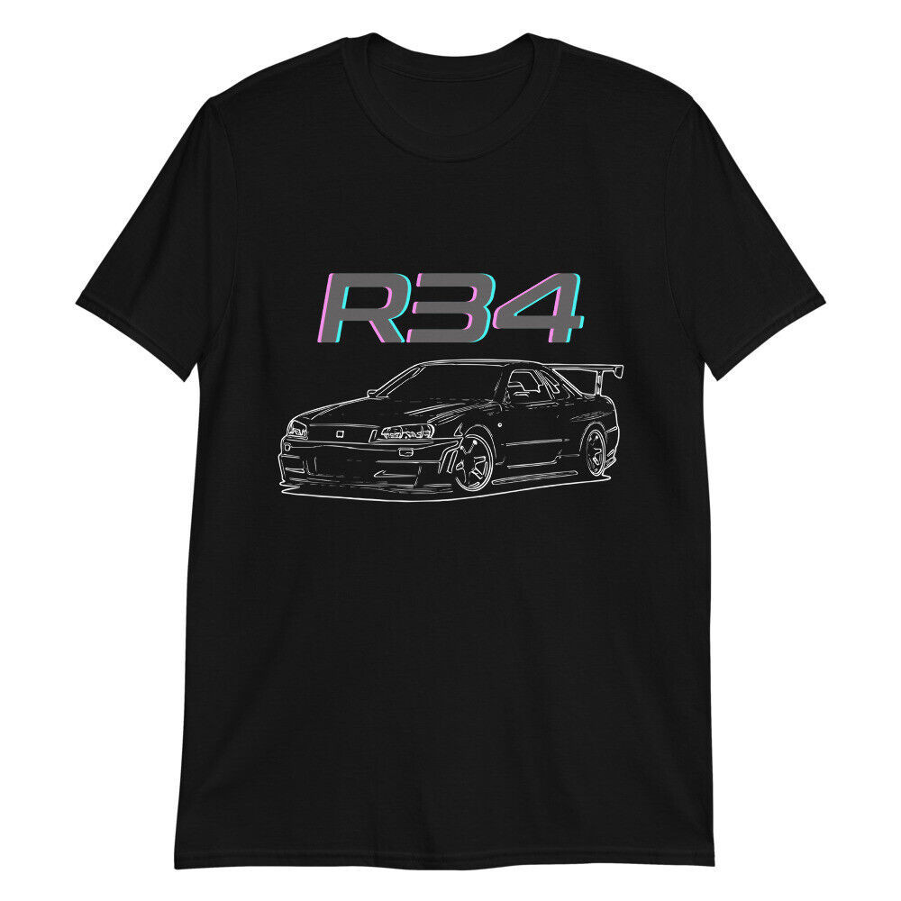 R34 Gtr Gt-R Skyline Jdm Custom Line Art Áo thun Unisex tay ngắn